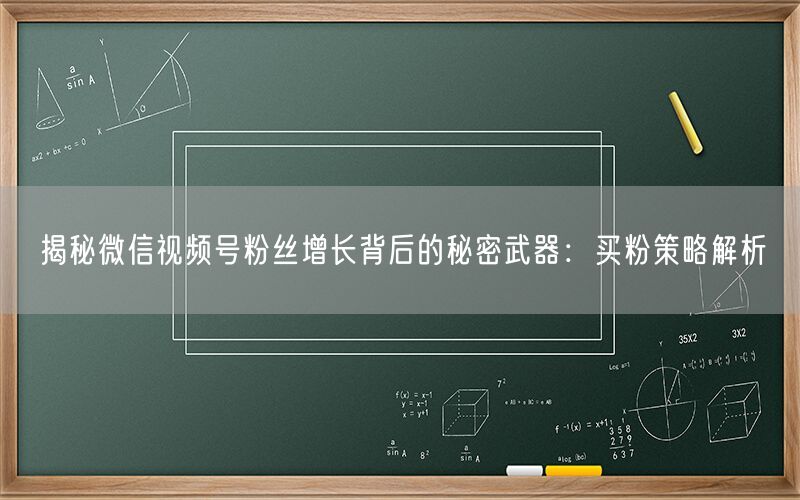 揭秘微信视频号粉丝增长背后的秘密武器：买粉策略解析